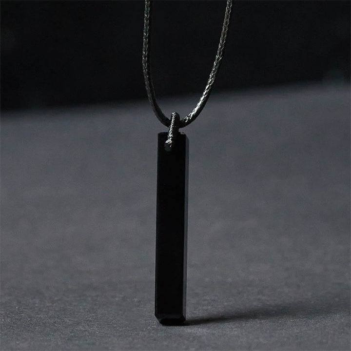 Buddha Stonesブラックオブシディアン ブルーサンドストーン 変容ネックレス ペンダント - ブラックオブシディアン - image 0