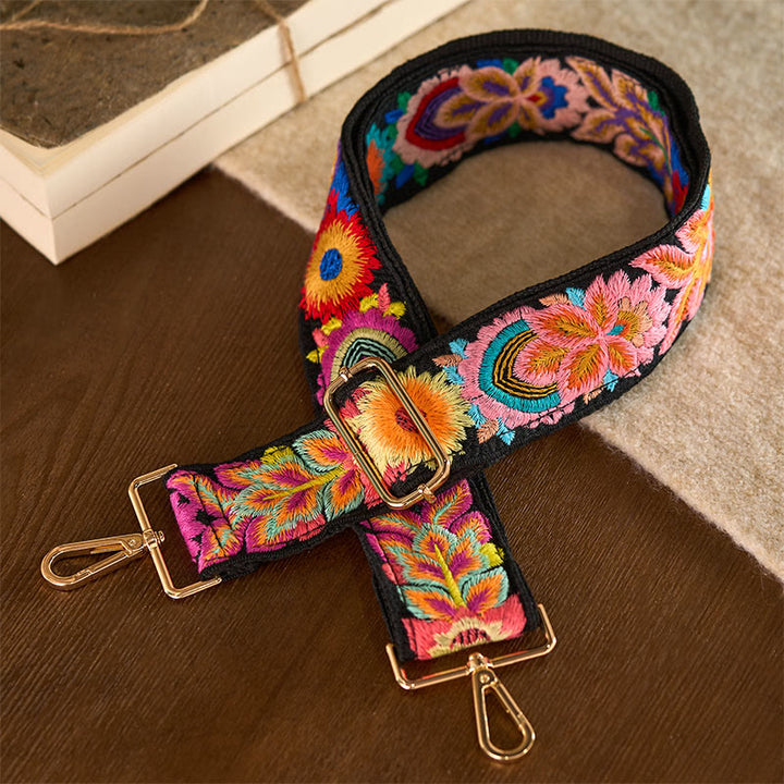 Buddha Stonesマルチカラーフラワー刺繍 調節可能なハンドバッグ クロスボディ ショルダーバッグ ストラップ - image 3