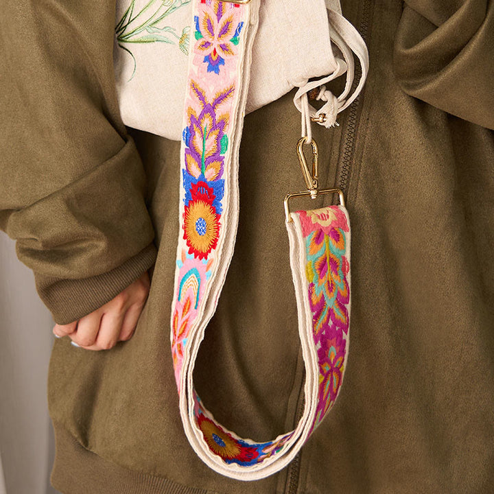 Buddha Stonesマルチカラーフラワー刺繍 調節可能なハンドバッグ クロスボディ ショルダーバッグ ストラップ - image 17