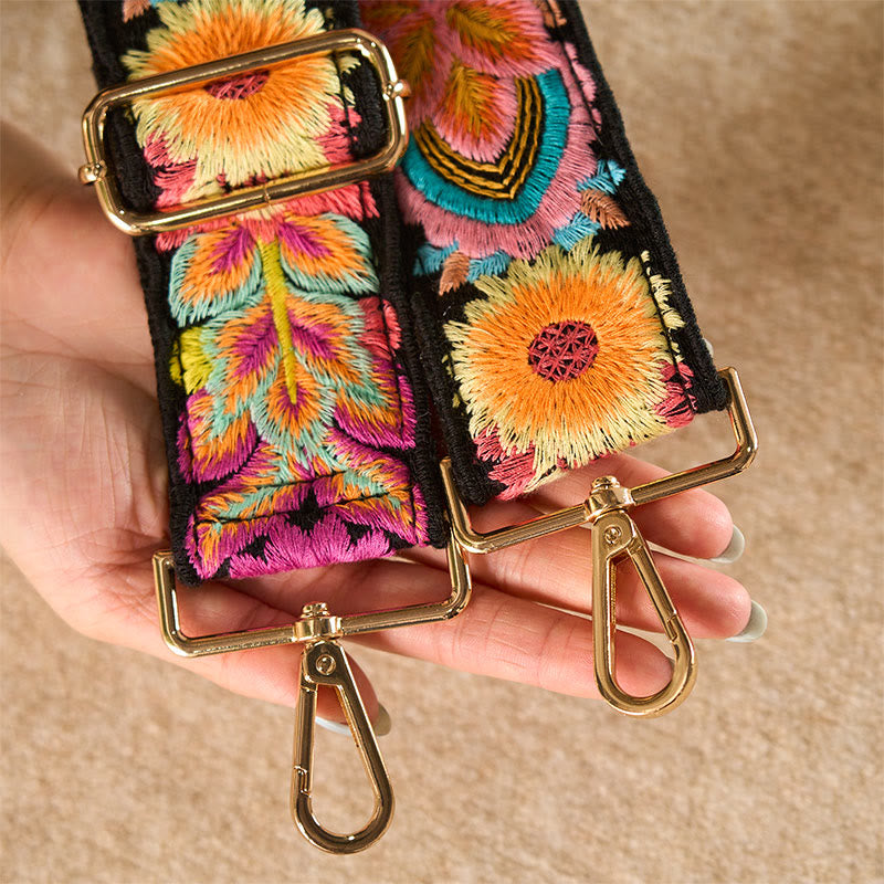 Buddha Stonesマルチカラーフラワー刺繍 調節可能なハンドバッグ クロスボディ ショルダーバッグ ストラップ - image 6