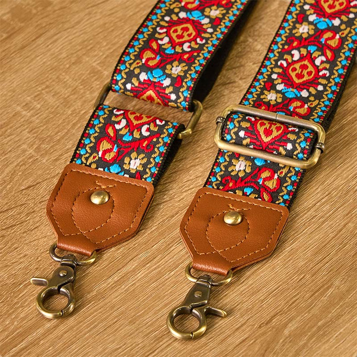 Buddha Stonesブラウン ブラック サフラワー ジャカード 調節可能 ハンドバッグ クロスボディ ショルダーバッグ ストラップ - image 4