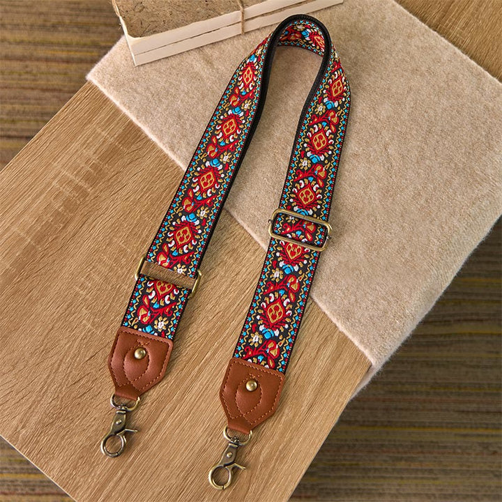 Buddha Stonesブラウン ブラック サフラワー ジャカード 調節可能 ハンドバッグ クロスボディ ショルダーバッグ ストラップ - image 1