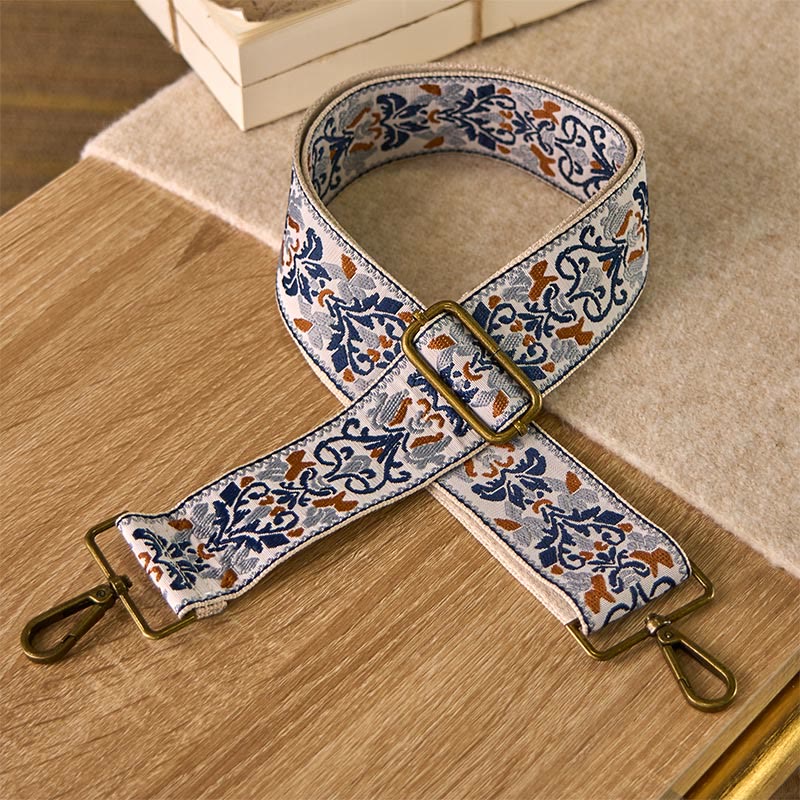 Buddha Stonesボヘミアンフラワー幾何学模様刺繍調節可能なハンドバッグクロスボディショルダーバッグ財布ストラップ交換用 - ベージュ - 75～135cm×5cm - image 0