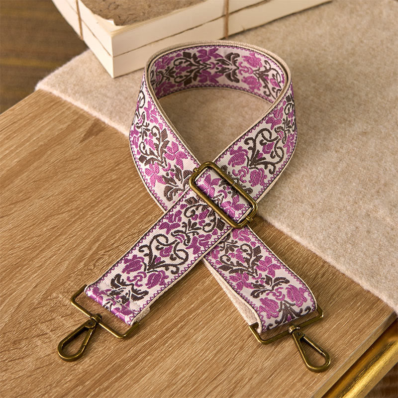 Buddha Stonesボヘミアンフラワー幾何学模様刺繍調節可能なハンドバッグクロスボディショルダーバッグ財布ストラップ交換用 - ピンク - 75～135cm×5cm - image 7