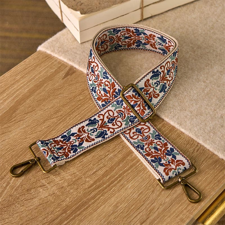 Buddha Stonesボヘミアンフラワー幾何学模様刺繍調節可能なハンドバッグクロスボディショルダーバッグ財布ストラップ交換用 - カーキ - 75～135cm×5cm - image 9