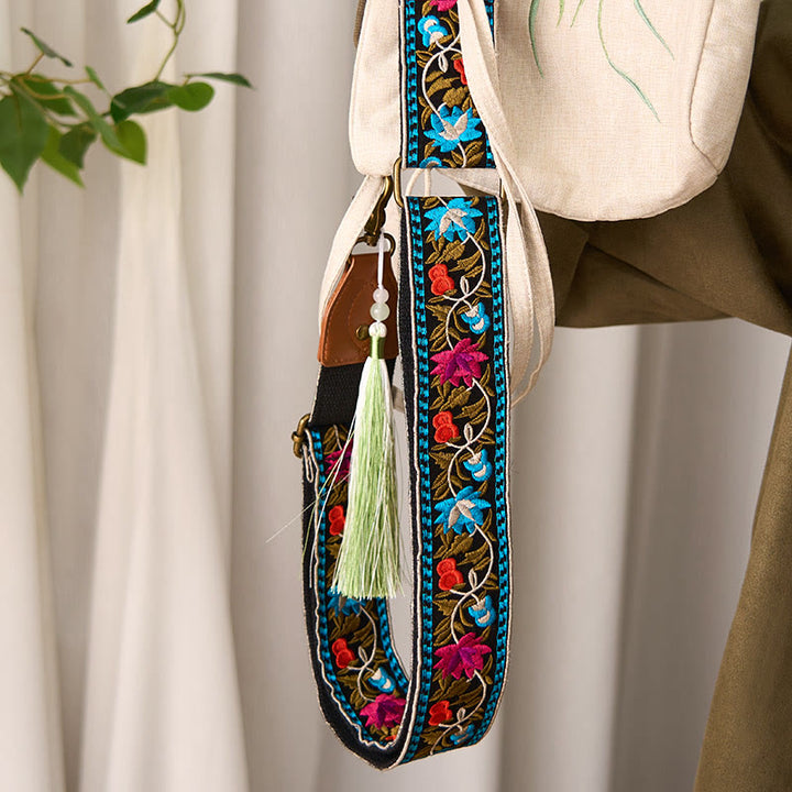 Buddha Stonesボヘミアンフラワーつる幾何学模様刺繍調節可能なハンドバッグクロスボディショルダーバッグ財布ストラップ交換用 - image 5