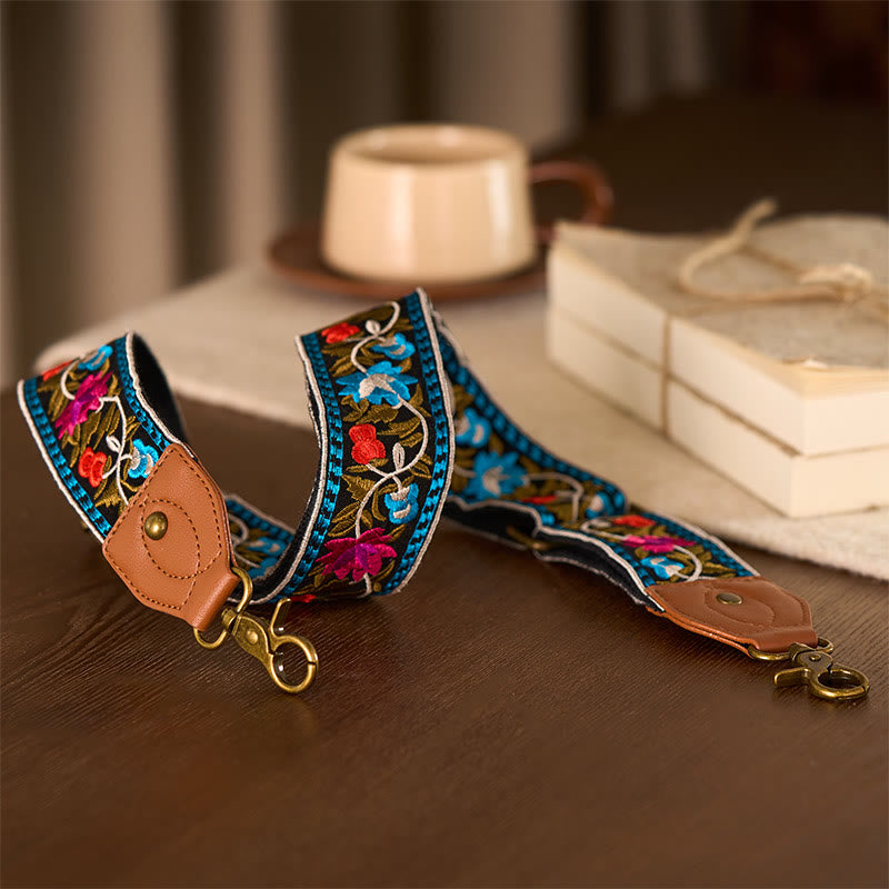 Buddha Stonesボヘミアンフラワーつる幾何学模様刺繍調節可能なハンドバッグクロスボディショルダーバッグ財布ストラップ交換用 - image 3