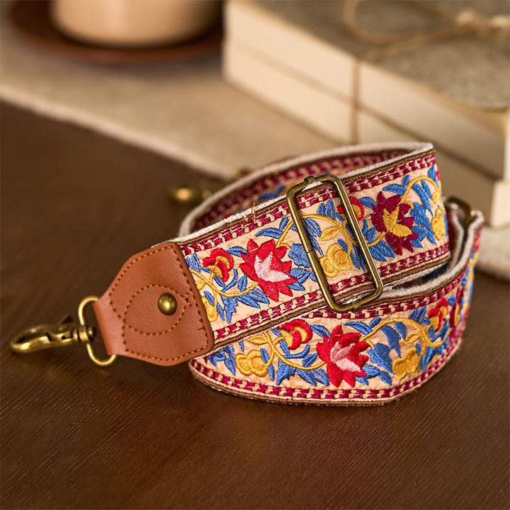 Buddha Stonesボヘミアンフラワーつる幾何学模様刺繍調節可能なハンドバッグクロスボディショルダーバッグ財布ストラップ交換用 - image 10