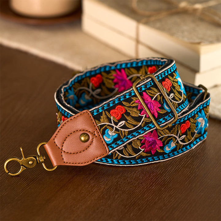 Buddha Stonesボヘミアンフラワーつる幾何学模様刺繍調節可能なハンドバッグクロスボディショルダーバッグ財布ストラップ交換用 - image 2