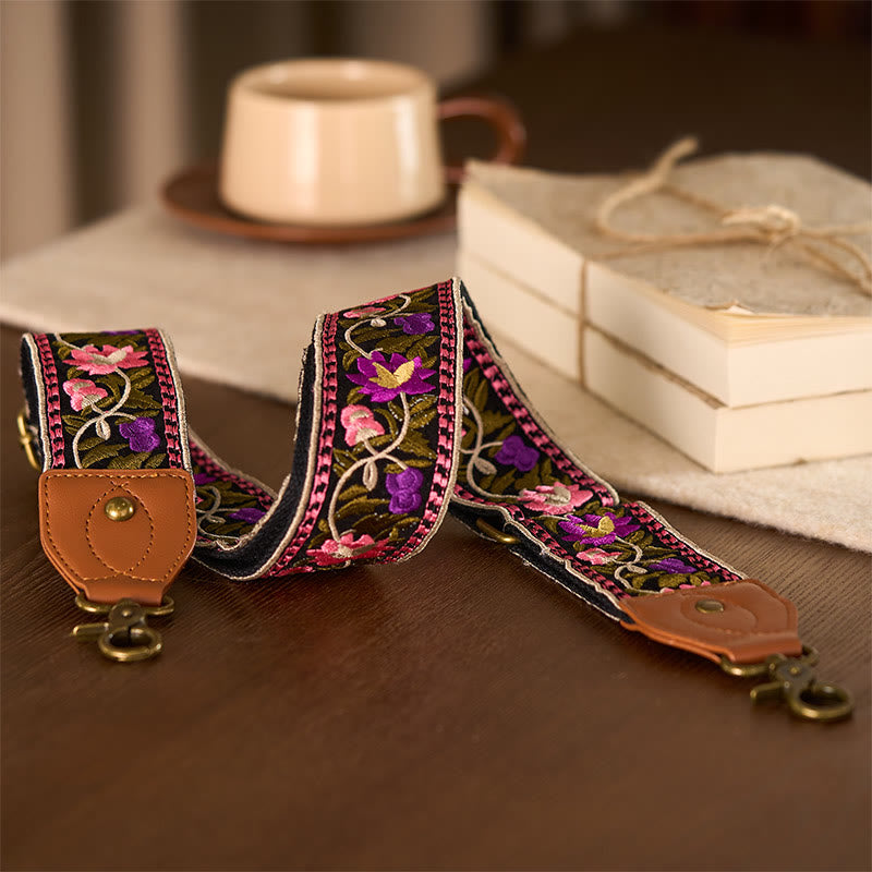 Buddha Stonesボヘミアンフラワーつる幾何学模様刺繍調節可能なハンドバッグクロスボディショルダーバッグ財布ストラップ交換用 - image 26