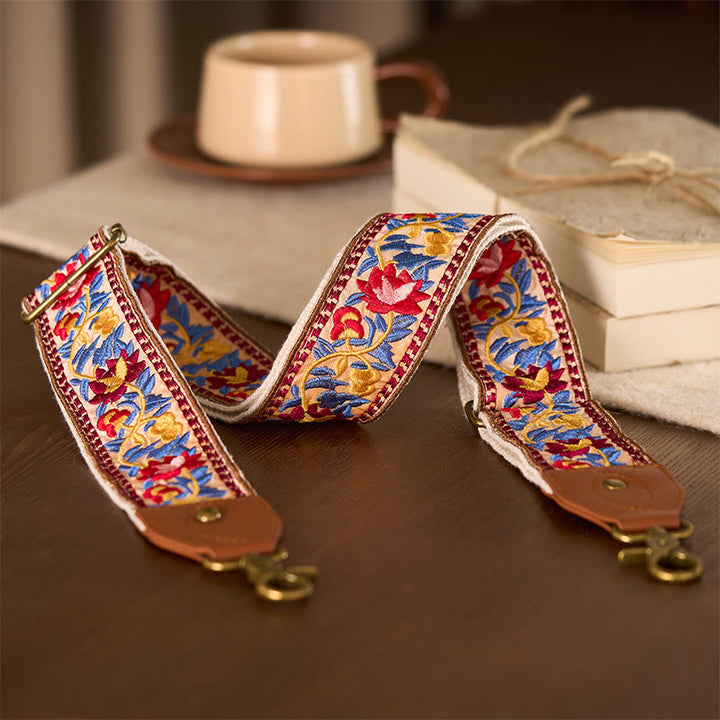 Buddha Stonesボヘミアンフラワーつる幾何学模様刺繍調節可能なハンドバッグクロスボディショルダーバッグ財布ストラップ交換用 - image 11