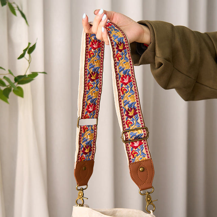 Buddha Stonesボヘミアンフラワーつる幾何学模様刺繍調節可能なハンドバッグクロスボディショルダーバッグ財布ストラップ交換用 - image 12