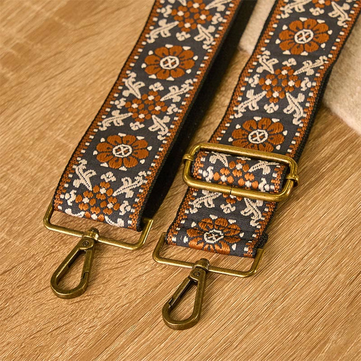 Buddha Stonesボヘミアン ブラウン フラワー 幾何学模様 調節可能 ハンドバッグ クロスボディ ショルダーバッグ ストラップ 交換用 - image 4