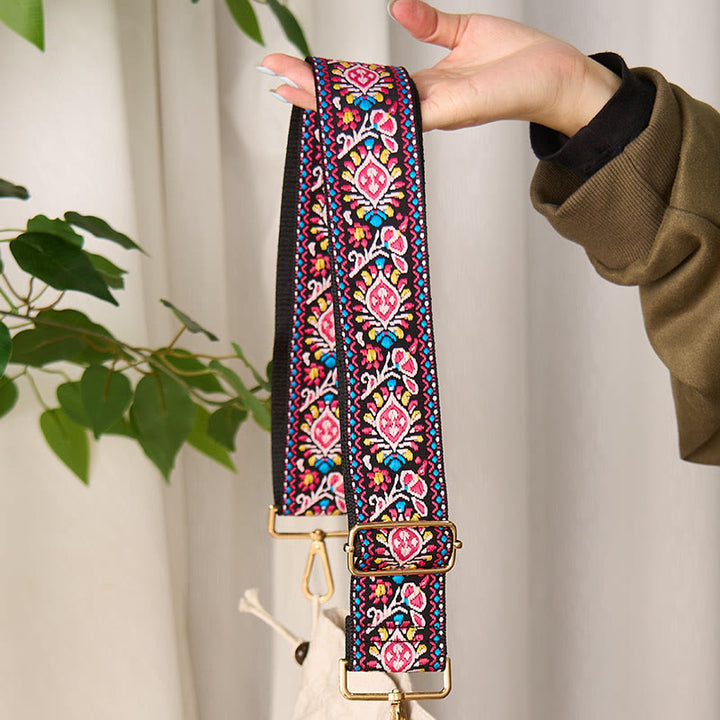 Buddha Stonesボヘミアンフラワー幾何学模様ストライプ刺繍調節可能ハンドバッグクロスボディショルダーバッグ財布ストラップ交換用 - image 12