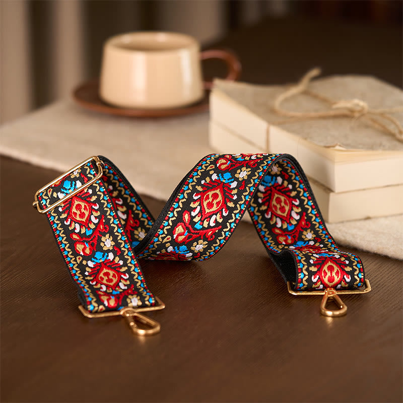 Buddha Stonesボヘミアンフラワー幾何学模様ストライプ刺繍調節可能ハンドバッグクロスボディショルダーバッグ財布ストラップ交換用 - image 21