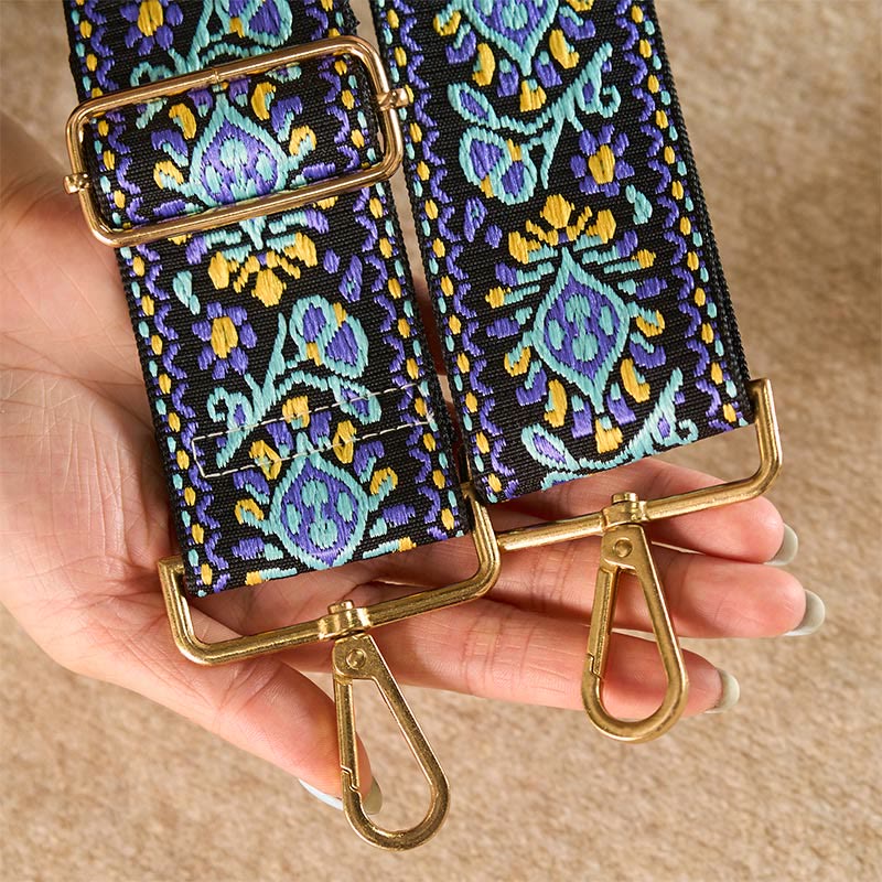 Buddha Stonesボヘミアンフラワー幾何学模様ストライプ刺繍調節可能ハンドバッグクロスボディショルダーバッグ財布ストラップ交換用 - image 8