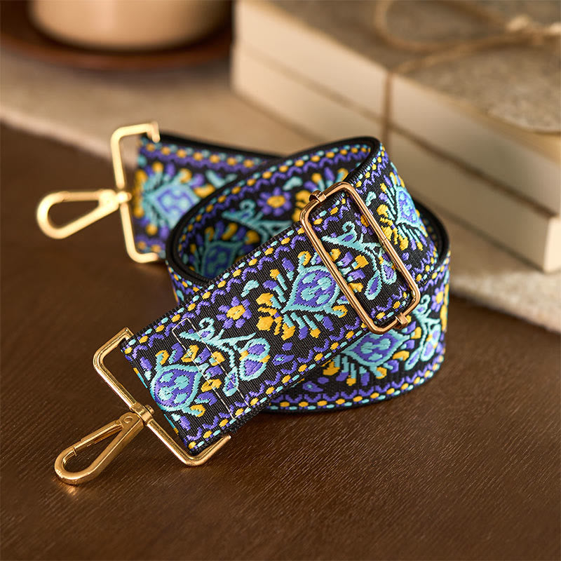 Buddha Stonesボヘミアンフラワー幾何学模様ストライプ刺繍調節可能ハンドバッグクロスボディショルダーバッグ財布ストラップ交換用 - image 4