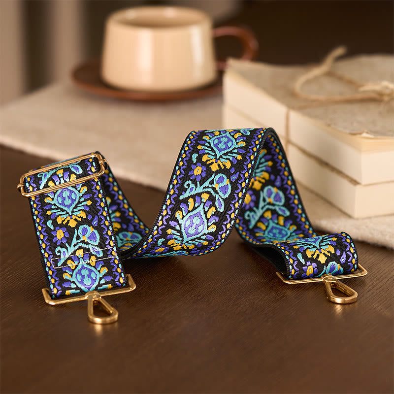 Buddha Stonesボヘミアンフラワー幾何学模様ストライプ刺繍調節可能ハンドバッグクロスボディショルダーバッグ財布ストラップ交換用 - image 5