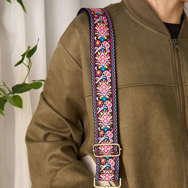 Buddha Stonesボヘミアンフラワー幾何学模様ストライプ刺繍調節可能ハンドバッグクロスボディショルダーバッグ財布ストラップ交換用 - image 15