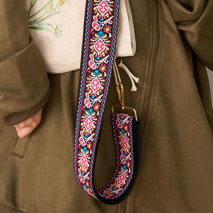 Buddha Stonesボヘミアンフラワー幾何学模様ストライプ刺繍調節可能ハンドバッグクロスボディショルダーバッグ財布ストラップ交換用 - image 16