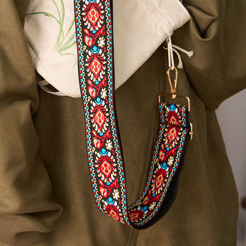 Buddha Stonesボヘミアンフラワー幾何学模様ストライプ刺繍調節可能ハンドバッグクロスボディショルダーバッグ財布ストラップ交換用 - image 24