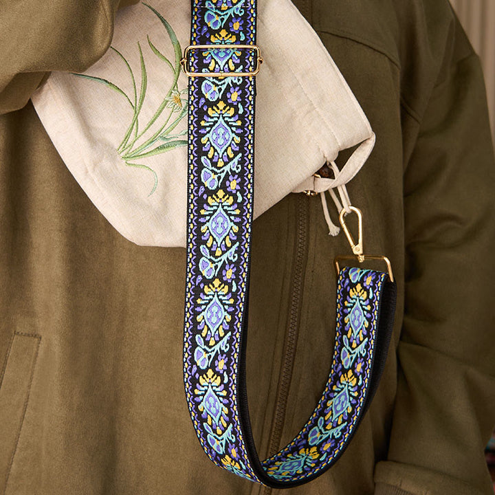 Buddha Stonesボヘミアンフラワー幾何学模様ストライプ刺繍調節可能ハンドバッグクロスボディショルダーバッグ財布ストラップ交換用 - image 6