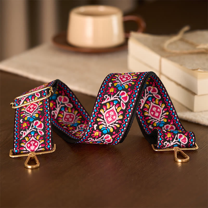 Buddha Stonesボヘミアンフラワー幾何学模様ストライプ刺繍調節可能ハンドバッグクロスボディショルダーバッグ財布ストラップ交換用 - image 13