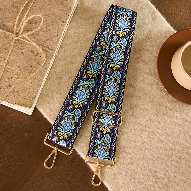 Buddha Stonesボヘミアンフラワー幾何学模様ストライプ刺繍調節可能ハンドバッグクロスボディショルダーバッグ財布ストラップ交換用 - image 1