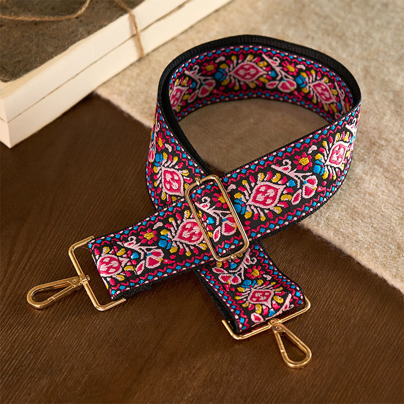 Buddha Stonesボヘミアンフラワー幾何学模様ストライプ刺繍調節可能ハンドバッグクロスボディショルダーバッグ財布ストラップ交換用 - image 10