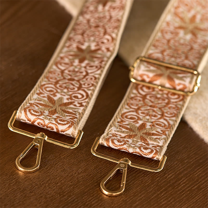 Buddha Stonesボヘミアンブラウンベージュフラワー幾何学模様刺繍調節可能なハンドバッグクロスボディショルダーバッグ財布ストラップ交換用 - image 6