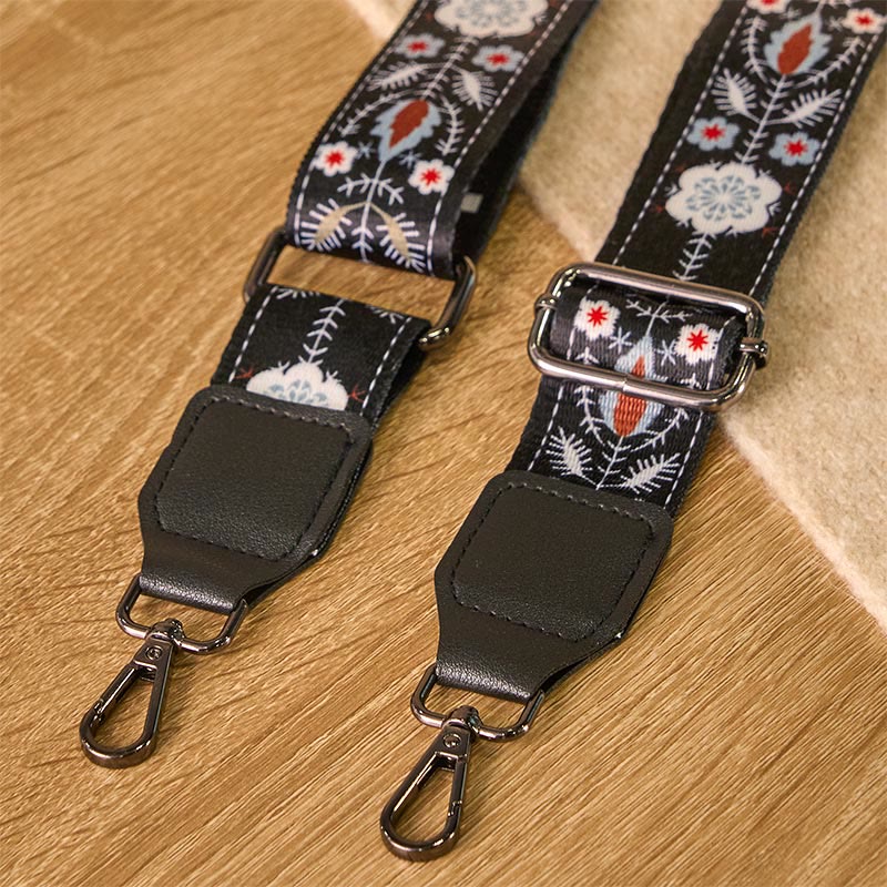 Buddha Stonesボヘミアン ブラックフラワー 幾何学模様 調節可能 ハンドバッグ クロスボディ ショルダーバッグ ストラップ 交換用 - image 4