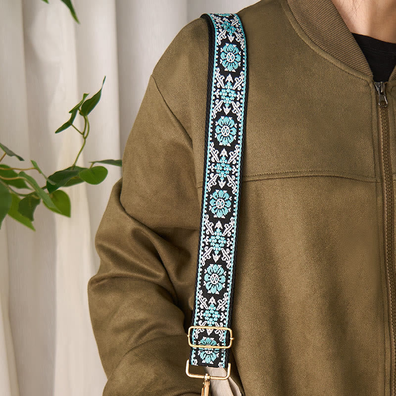 Buddha Stonesボヘミアン ラウンドフラワー 幾何学模様 刺繍 調節可能 ハンドバッグ クロスボディ ショルダーバッグ 財布 ストラップ 交換用 - image 5