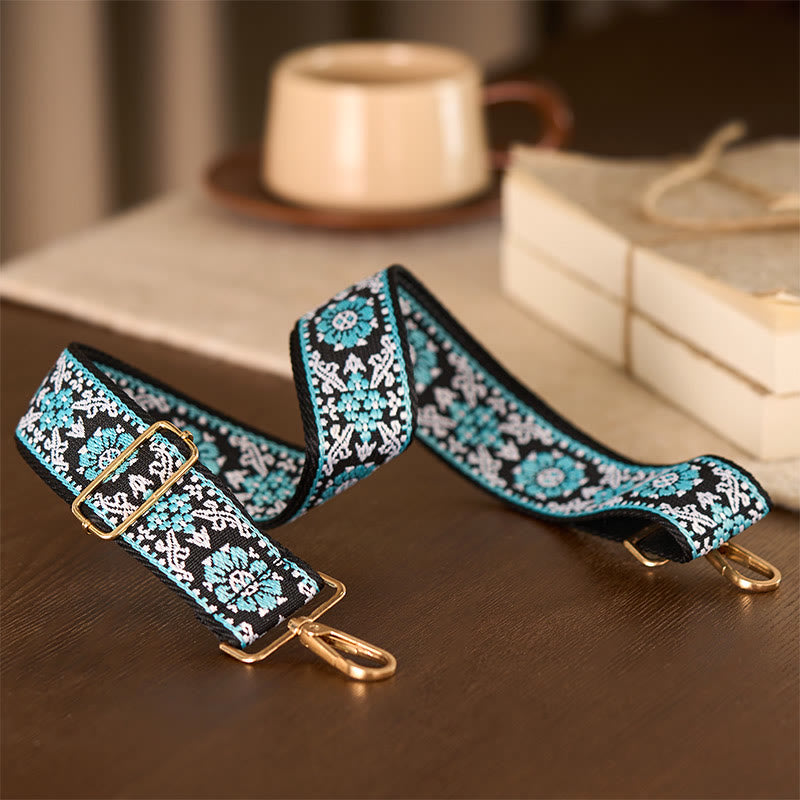 Buddha Stonesボヘミアン ラウンドフラワー 幾何学模様 刺繍 調節可能 ハンドバッグ クロスボディ ショルダーバッグ 財布 ストラップ 交換用 - image 4