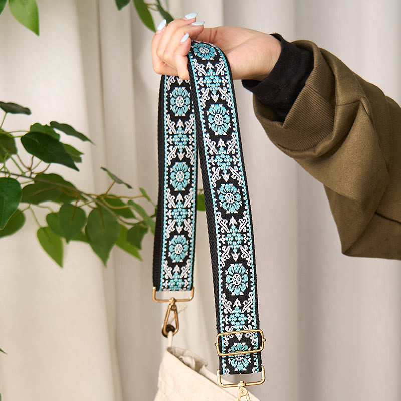 Buddha Stonesボヘミアン ラウンドフラワー 幾何学模様 刺繍 調節可能 ハンドバッグ クロスボディ ショルダーバッグ 財布 ストラップ 交換用 - image 2