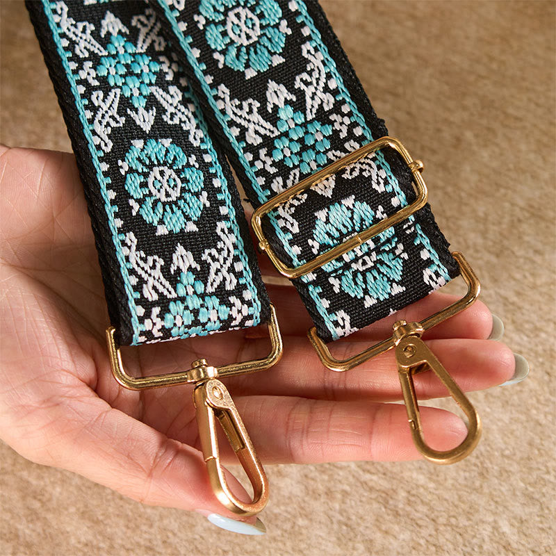 Buddha Stonesボヘミアン ラウンドフラワー 幾何学模様 刺繍 調節可能 ハンドバッグ クロスボディ ショルダーバッグ 財布 ストラップ 交換用 - image 8