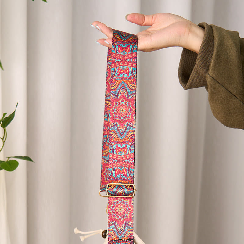 Buddha Stonesボヘミアンレッドマンダラ幾何学模様調節可能ハンドバッグクロスボディショルダーバッグ財布ストラップ交換用 - image 2