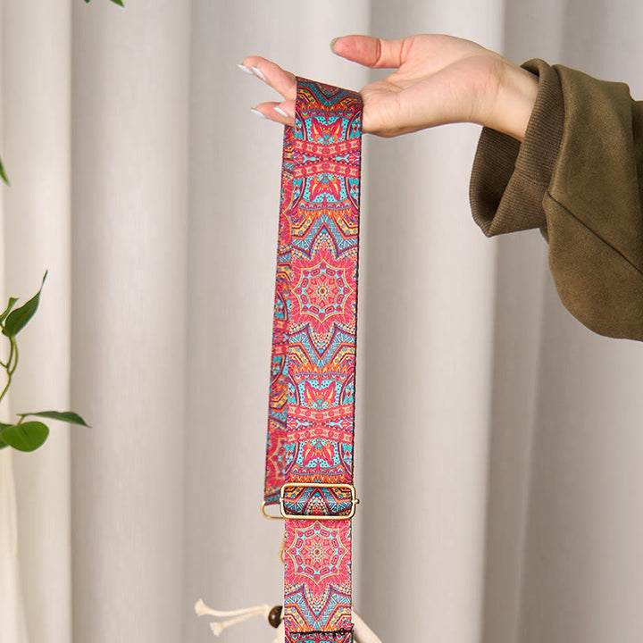 Buddha Stonesボヘミアンレッドマンダラ幾何学模様調節可能ハンドバッグクロスボディショルダーバッグ財布ストラップ交換用 - image 2