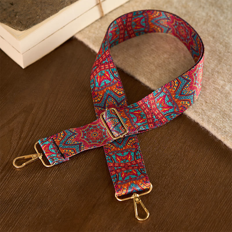 Buddha Stonesボヘミアンレッドマンダラ幾何学模様調節可能ハンドバッグクロスボディショルダーバッグ財布ストラップ交換用 - image 1