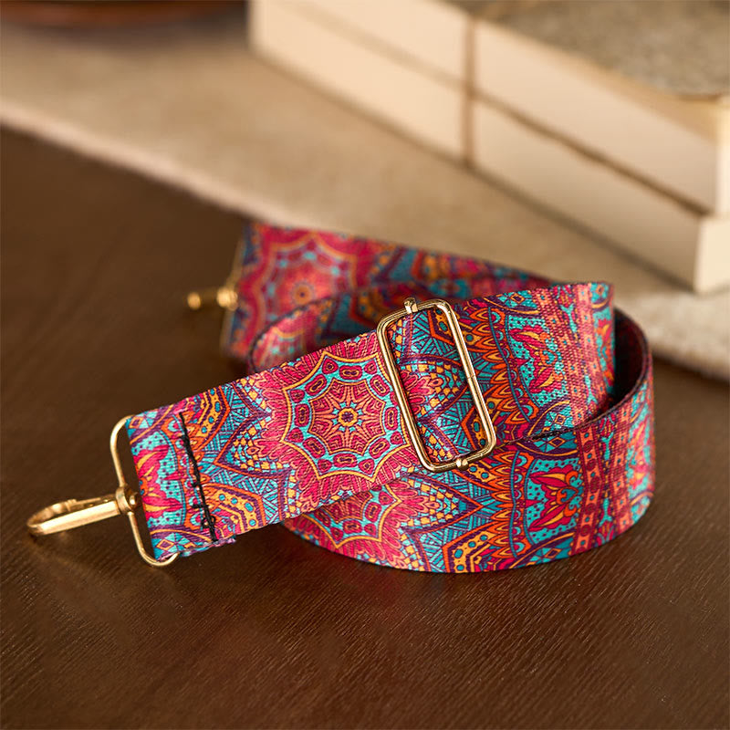 Buddha Stonesボヘミアンレッドマンダラ幾何学模様調節可能ハンドバッグクロスボディショルダーバッグ財布ストラップ交換用 - image 4