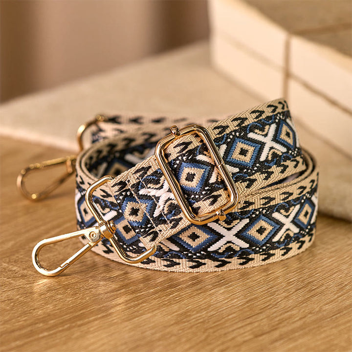 Buddha Stonesボヘミアン ロンバス ストライプ 幾何学模様 ジャカード 調節可能 ハンドバッグ クロスボディ ショルダーバッグ ストラップ 交換用 - image 3
