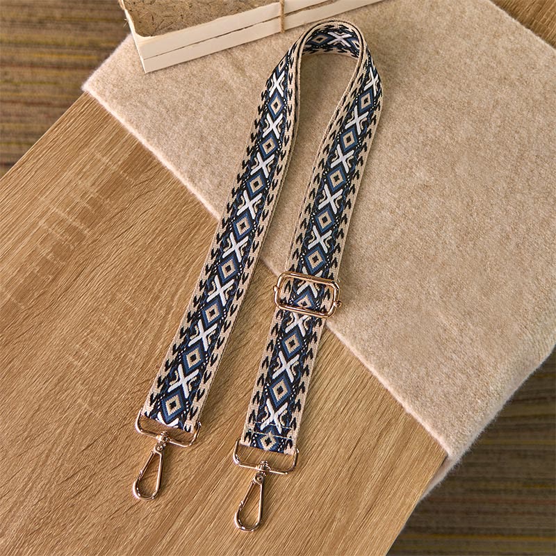 Buddha Stonesボヘミアン ロンバス ストライプ 幾何学模様 ジャカード 調節可能 ハンドバッグ クロスボディ ショルダーバッグ ストラップ 交換用 - image 1