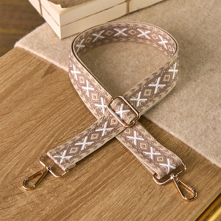 Buddha Stonesボヘミアン ロンバス ストライプ 幾何学模様 ジャカード 調節可能 ハンドバッグ クロスボディ ショルダーバッグ ストラップ 交換用 - カーキ - 75～145cm×3.8cm - image 5