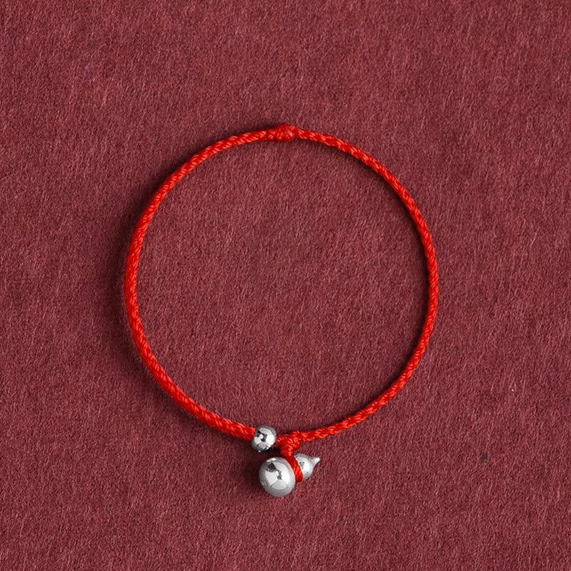 Buddha Stones925スターリングシルバー ひょうたん型幸運繁栄のお守り 紐結びブレスレット - image 0