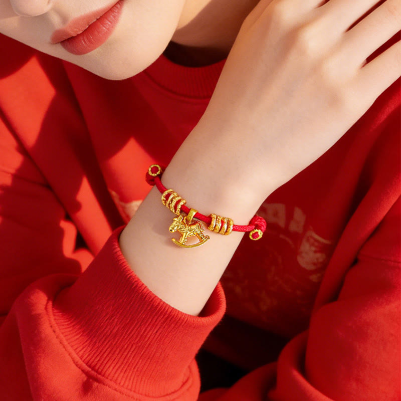 Buddha Stones午年 シンプル 馬 サークル チャーム ロープ 信仰 ブレスレット - image 3