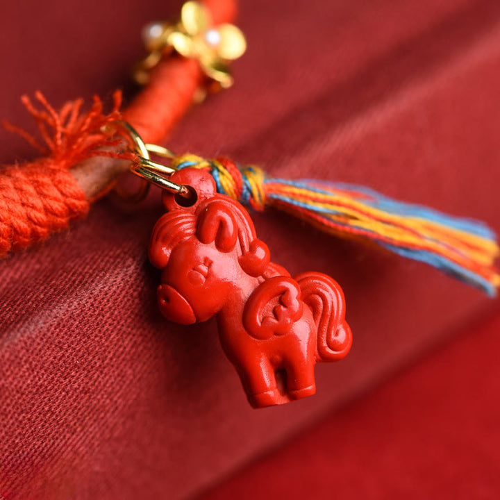 Buddha Stonesチベット馬年彫刻辰砂良縁祈願ブレスレット - image 8