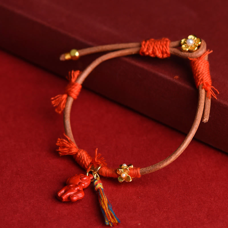 Buddha Stonesチベット馬年彫刻辰砂良縁祈願ブレスレット - image 2