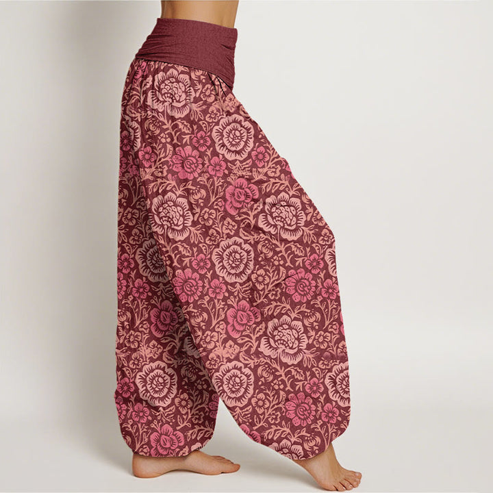 Buddha Stonesピュアコットン ヴィンテージ 田園風 花柄 レディース 伸縮性ウエスト ハーレムパンツ - image 7