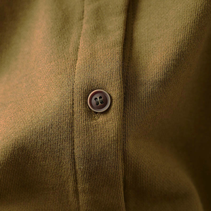 Buddha Stones秋冬 無地 ボタンダウン クルーネック 長袖 レディース コットンシャツ - image 4