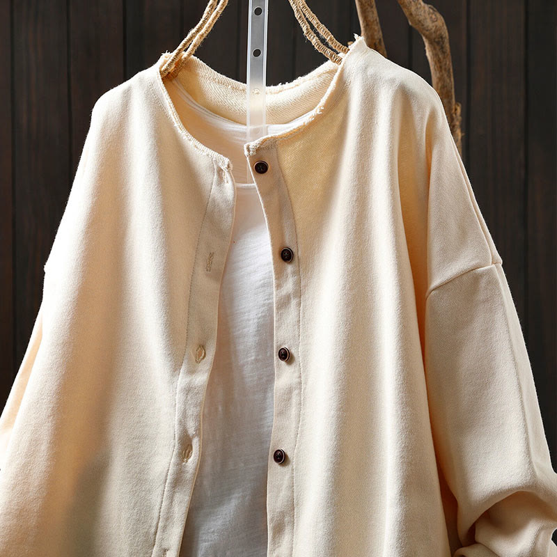 Buddha Stones秋冬 無地 ボタンダウン クルーネック 長袖 レディース コットンシャツ - image 21