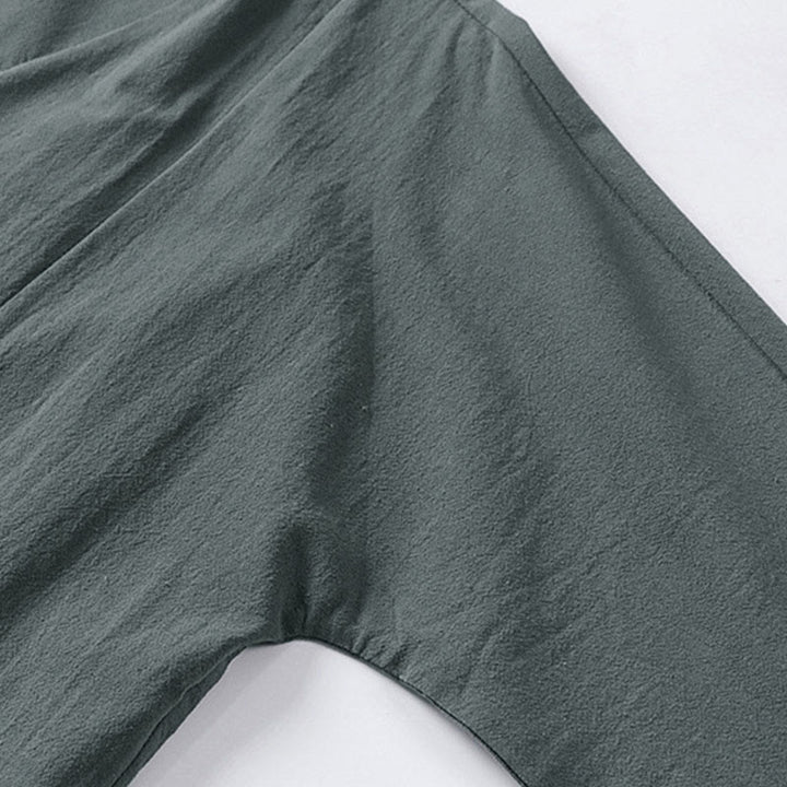 Buddha Stones無地 ワンチャイニーズフロッグボタンジャケット コットンリネン メンズ 半袖着物 - image 8